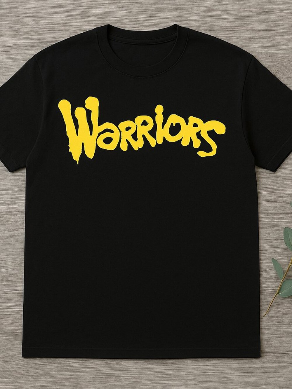 Black Bold Yellow Graffiti Text Graphic Tee Retro Cult Movie Style Shirt